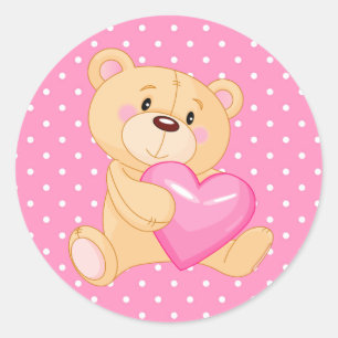 Sticker Rond Sticker/Ours avec coeur