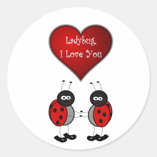 Sticker Rond Sticker/Sceau d'amour de la coccinelle (Devant)