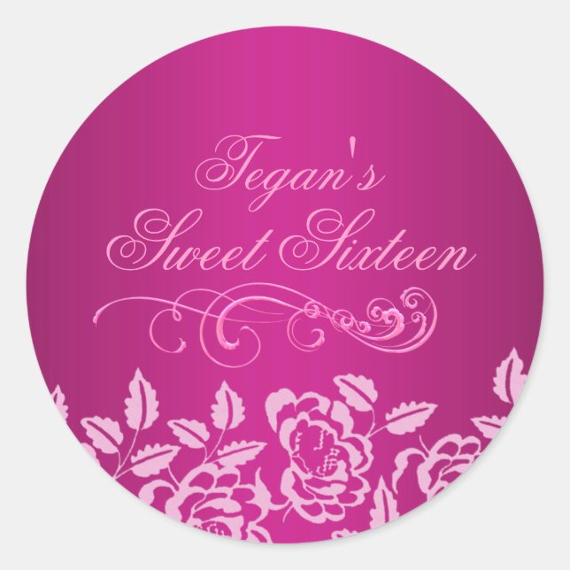 Sticker Rond Sticker/sceau rose Rose Sweet 16 Enveloppe (Devant)