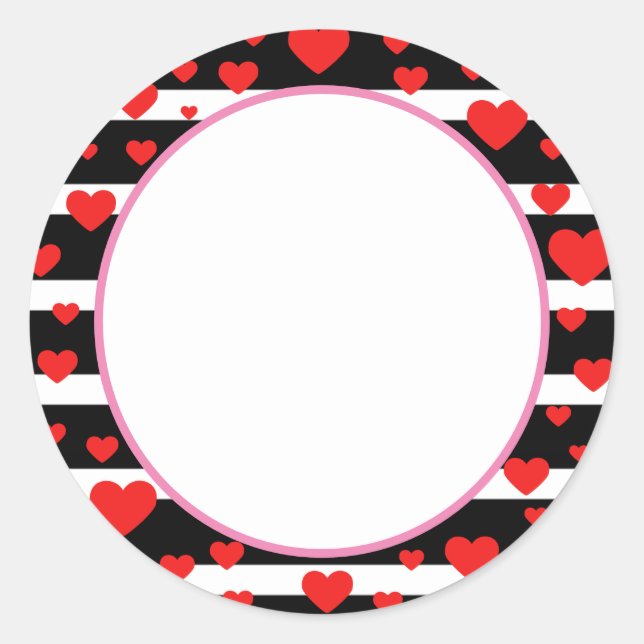 Sticker Rond Stickers, Coeurs et Stripes de Saint Valentin (Devant)