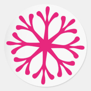 Sticker Rond Stickers/Étiquettes de vacances Hot Rose Snowflake