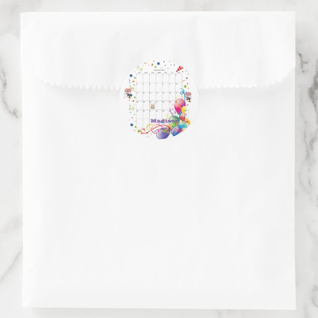Sticker Rond Stickers, Joyeux calendrier d'anniversaire Septemb (Sac)