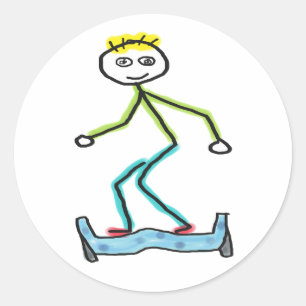 Sticker Rond Stickman Hoverboard