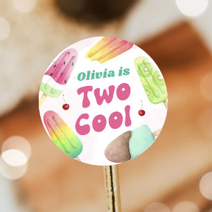 Sticker Rond Sticle de la fête du 2e anniversaire de Popsicle C