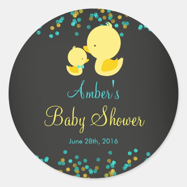 Sticker Rond Sticleur Baby shower en caoutchouc Chalkboard (Devant)