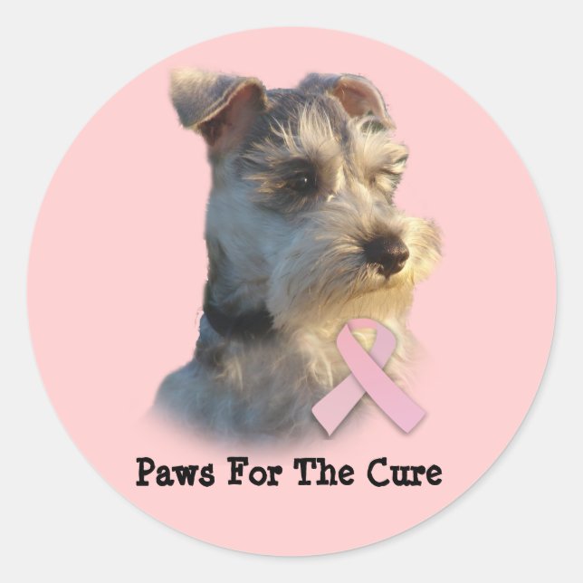 Sticker Rond Sticleur de cancer du sein Schnauzer miniature (Devant)