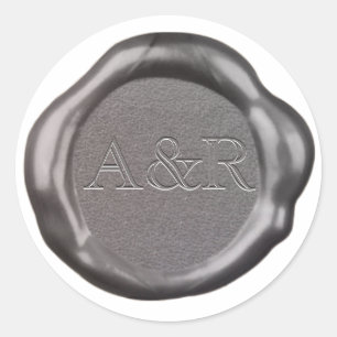 Sticker Rond Sticleur de cire d'argent monogramme,