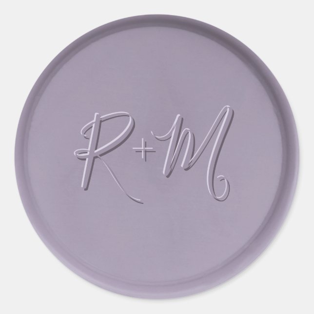 Sticker Rond Sticleur de cire de lavande initiale Monogramme (Devant)
