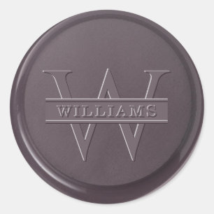 Sticker Rond Sticleur de cire de monogramme Plum