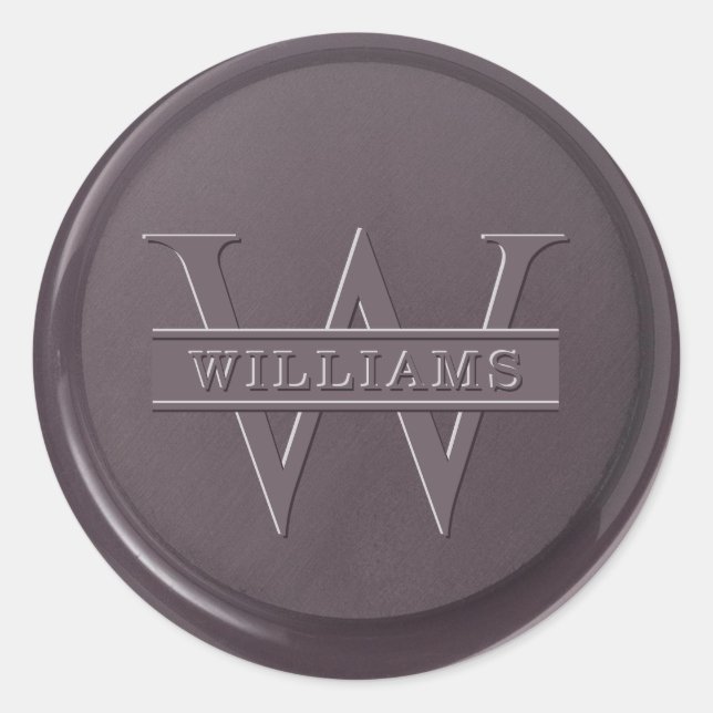 Sticker Rond Sticleur de cire de monogramme Plum (Devant)