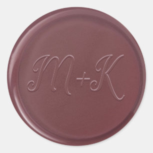 Sticker Rond Sticleur de cire de mûre initiale Monogramme