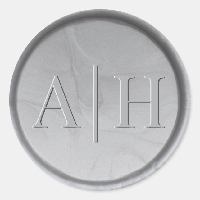 Sticker Rond Sticleur de cire en argent Monogramme (Devant)
