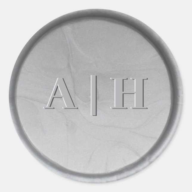 Sticker Rond Sticleur de cire en argent Monogramme (Devant)