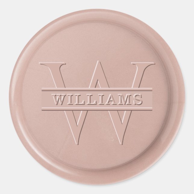 Sticker Rond Sticleur de cire en latte rose Monogramme (Devant)