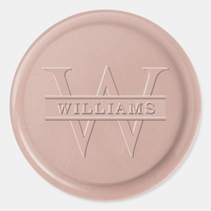 Sticker Rond Sticleur de cire en latte rose Monogramme