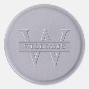 Sticker Rond Sticleur de cire gris monogramme