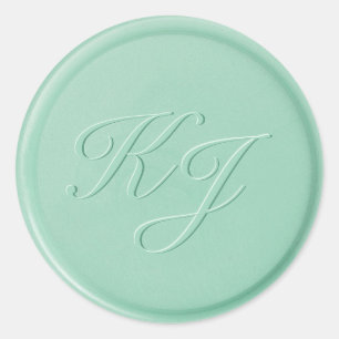 Sticker Rond Sticleur de cire vert Monogramme initial