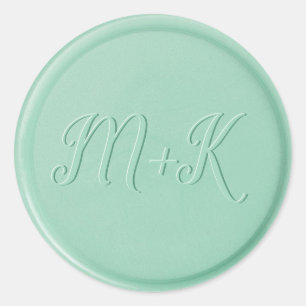 Sticker Rond Sticleur de cire vert Monogramme initial