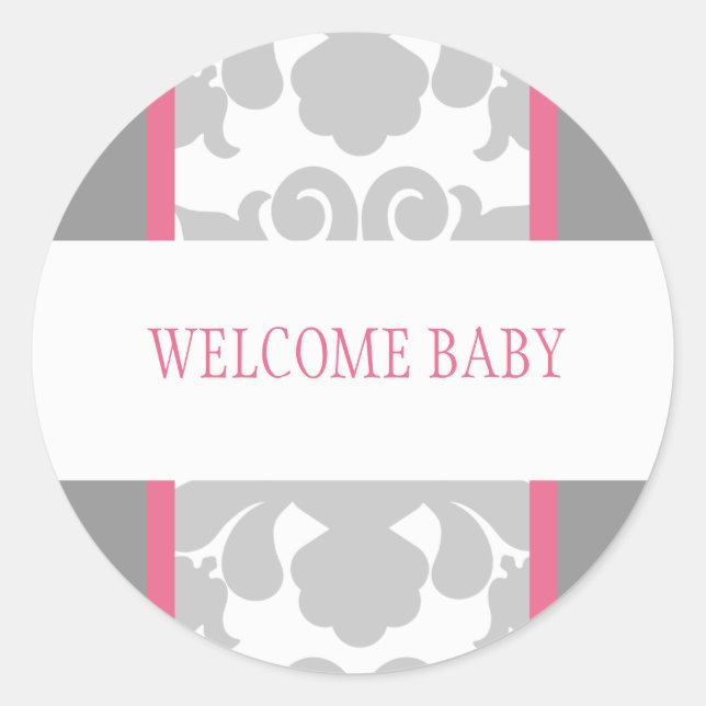 Sticker Rond Sticleur en ruban gris-floral rose (Devant)