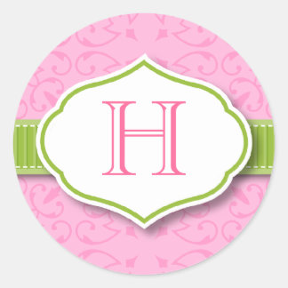 Sticker Rond Sticleur monogramme de ruban et de phoque