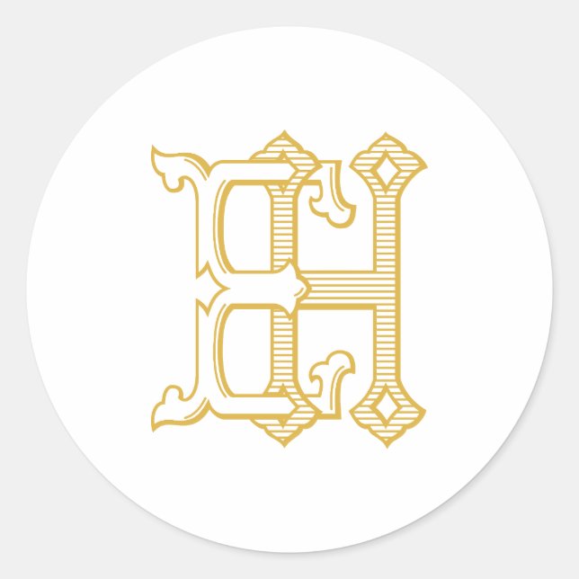 Sticker Rond Sticleur Monogramme EH ou HE Monogramme (Devant)