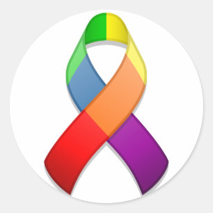 Sticker Rond Sticleur rond du ruban de sensibilisation Rainbow 