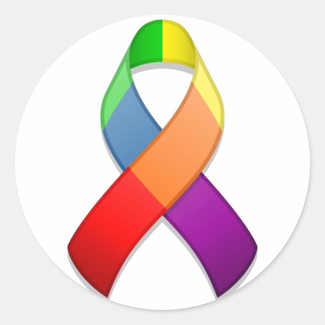Sticker Rond Sticleur rond du ruban de sensibilisation Rainbow  (Devant)