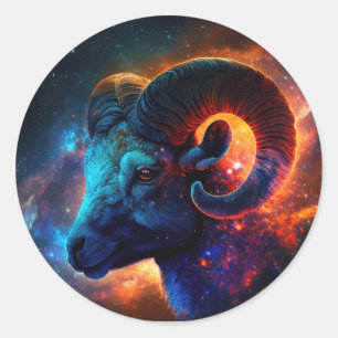 Sticker Rond Sticleur rond Signe étoile Aries Zodiac
