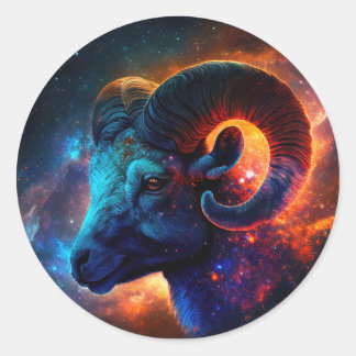 Sticker Rond Sticleur rond Signe étoile Aries Zodiac