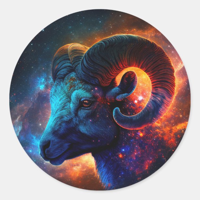 Sticker Rond Sticleur rond Signe étoile Aries Zodiac (Devant)