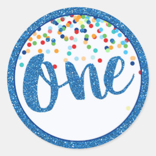 Sticker Rond Sticulation Ronde Parties scintillant Bleue Premie