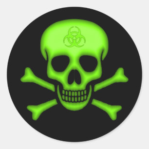 Sticker Rond Sticule crânien bio-danger vert