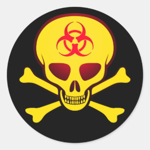 Sticker Rond Sticule crânien jaune Biodanger
