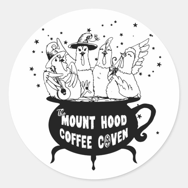 Sticker Rond Sticule d'artisanat du four à café Mount Hood (Devant)