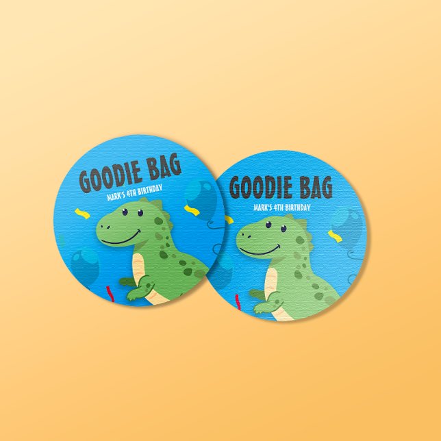 Sticker Rond Sticule de sac à dos Dinosaur T-rex Goodie Bag (Créateur téléchargé)