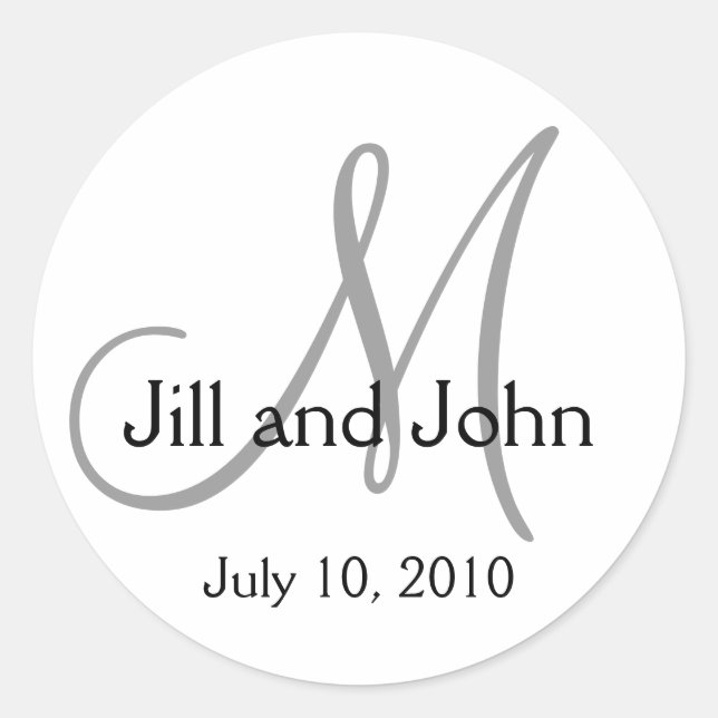 Sticker Rond Sticule gris de la mariée Mariage Monogramme (Devant)