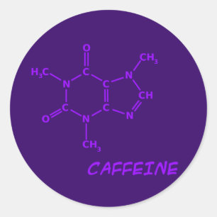 Sticker Rond Sticule Molécule de caféine violette