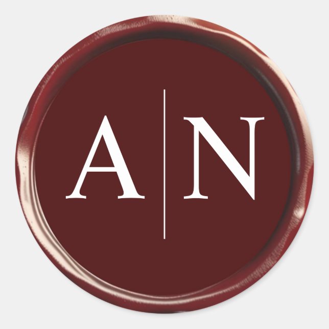 Sticker Rond Sticule Monogramme Mariage de cire de Bourgogne (Devant)