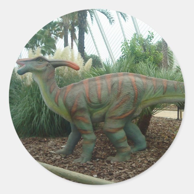 Sticker Rond Sticule Parasaurolophus Dinosaur (Devant)
