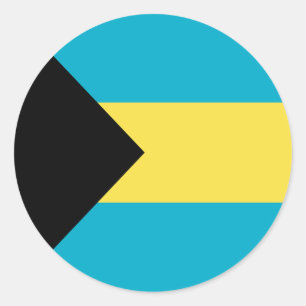 Sticker Rond Sticule rectangulaire du drapeau bahaméen patrioti