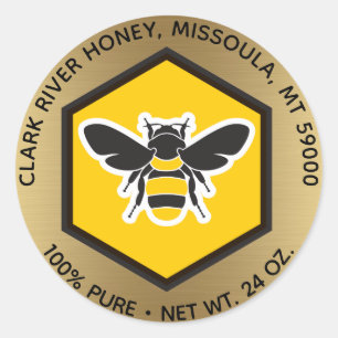 Sticker Rond Sticule rond Golden Bee Honey