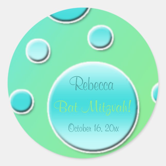 Sticker Rond Sticule rond Lime et Aqua Polka Dot 1,5 po (Devant)