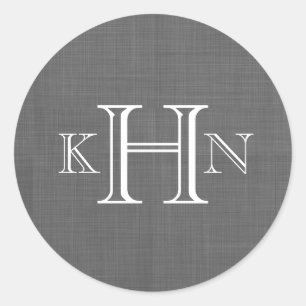 Sticker Rond Sticule rond Monogramme personnalisé Gris Faux