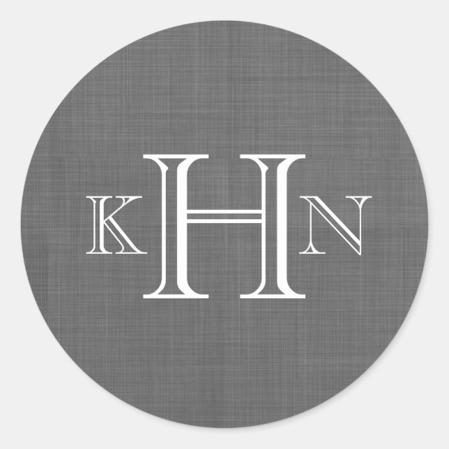 Sticker Rond Sticule rond Monogramme personnalisé Gris Faux (Devant)
