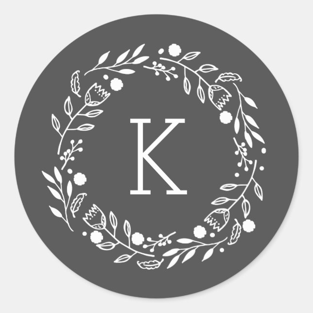 Sticker Rond Sticule rond Monogramme Wreath Whimsy (Devant)