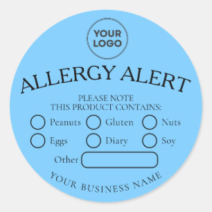 Sticker Rond Sticule ronde Sky Blue Black Food Allergy Alert
