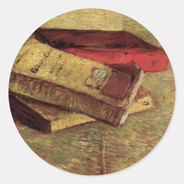 Sticker Rond Still Life with Three Books par Vincent van Gogh (Devant)