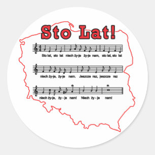 Sticker Rond Sto Lat ! Carte de la chanson polonaise