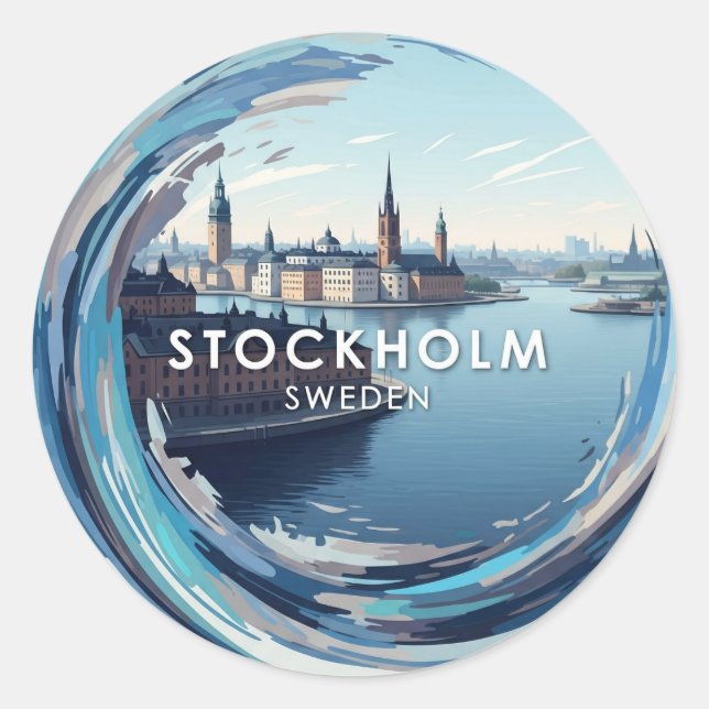 Sticker Rond Stockholm Suède Voyages (Devant)