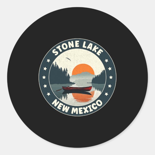 Sticker Rond Stone Lake New Mexico Sunset T Shirt  (Devant)